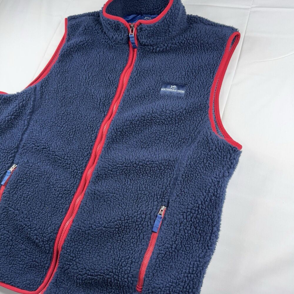 Southern Tide Sherpa Full Zip Vest Jacket Men's XL Navy Casual Comfort Preppy - Picture 10 of 13